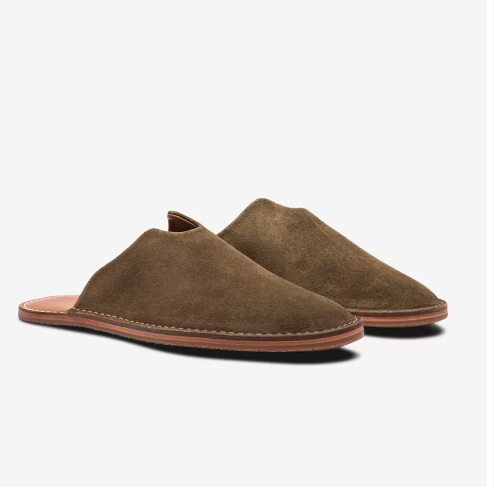 WP Standard Mr. Grumpy Leather Slippers in Olive